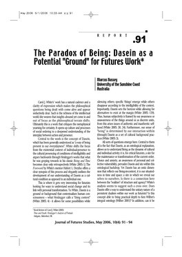 The Paradox of Being: Dasein As a Potential "Ground" for Futures Work*