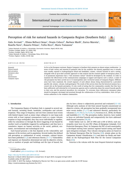 Perception of Risk for Natural Hazards in Campania Region