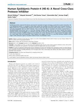 Human Epididymis Protein-4 (HE-4): a Novel Cross-Class Protease Inhibitor