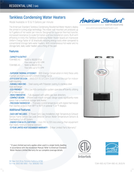 Residential Gas Tankless Condensing