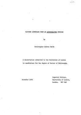 GLUCOSE ISOMERASE from an ARTHROBACTER SPECIES By