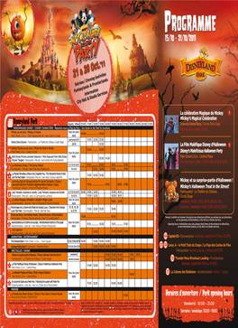 Horaires D'ouverture / Park Opening Hours Disneyland® Park