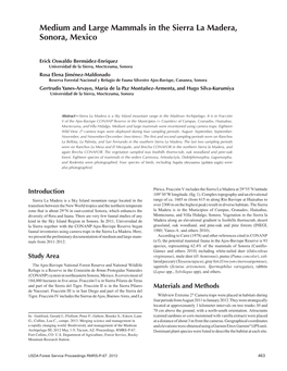 Medium and Large Mammals in the Sierra La Madera, Sonora, Mexico