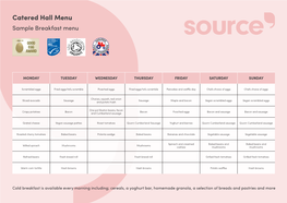 Catered Hall Menu Sample Breakfast Menu