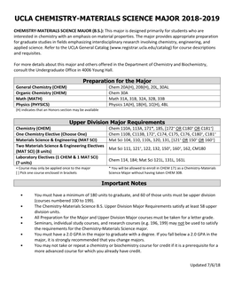 Ucla Chemistry-Materials Science Major 2018-2019