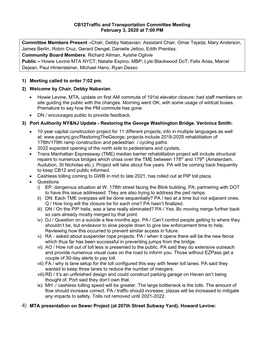 February 2020 Traffic & Transportation Minutes