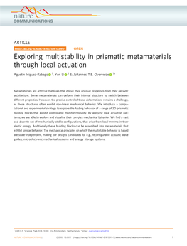 Exploring Multistability in Prismatic Metamaterials Through Local Actuation
