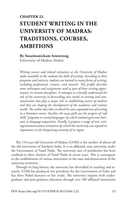 Student Writing in the University of Madras: Traditions, Courses, Ambitions