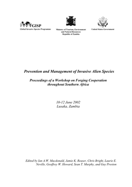 GISP Prevention and Management of Invasive Alien Species