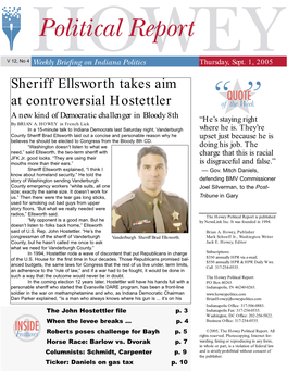 Sheriff Ellsworth Takes Aim at Controversial Hostettler a New Kind of Democratic Challenger in Bloody 8Th “He’S Staying Right by BRIAN A