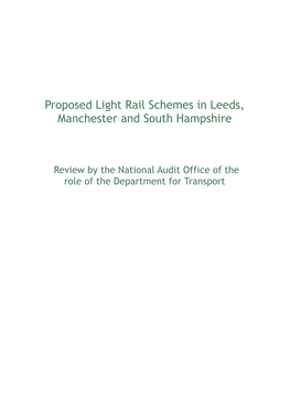 NAO Review: Proposed Light Rail Schemes