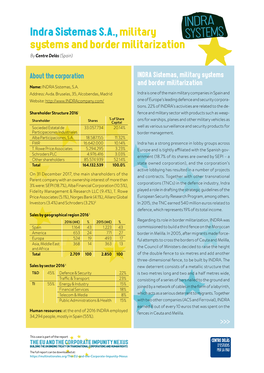 Indra Sistemas S.A., Military SYSTEMS Systems and Border Militarization by Centre Delàs (Spain)