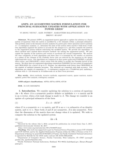 Amps: an Augmented Matrix Formulation for Principal Submatrix Updates with Application to Power Grids∗