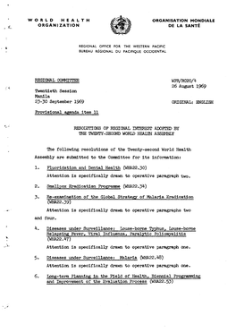 RC20/4 26 August 1969 Twentieth Session Manila 23-30 September 1969 ORIGINAL: ENGLISH