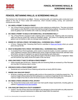 Fences, Retaining Walls & Screening Walls Faqs