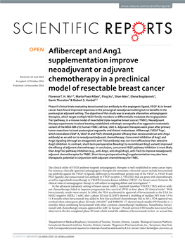 Aflibercept and Ang1 Supplementation Improve Neoadjuvant Or Adjuvant