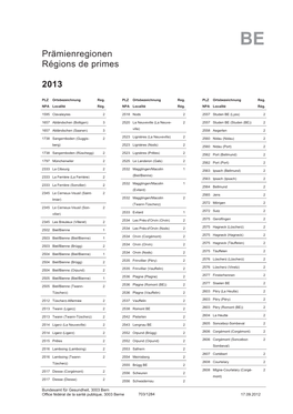 Prämienregionen Régions De Primes 2013