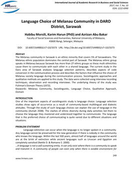 Language Choice of Melanau Community in DARO District, Sarawak