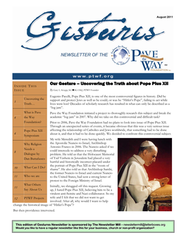 Our Gesture – Uncovering the Truth About Pope Pius XII I NSIDE T HIS I SSUE by Gary L