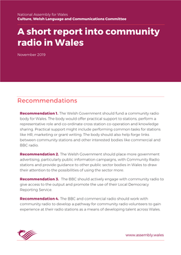 A Short Report Into Community Radio in Wales
