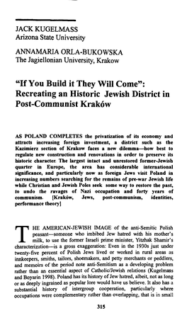 Recreating an Historic Jewish District in Post-Communist Krakow