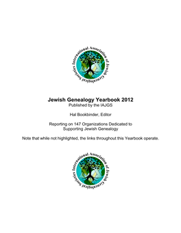 Jewish Genealogy Yearbook 2012 Published by the IAJGS