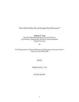 “How Did the Maya See and Interpret Sky Phenomena?”