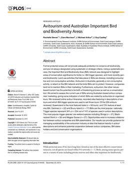 Avitourism and Australian Important Bird and Biodiversity Areas