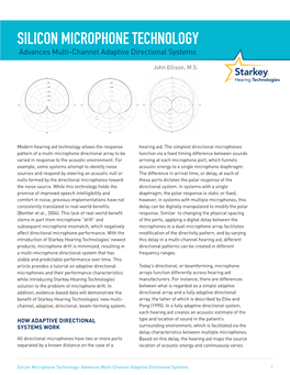 SILICON MICROPHONE TECHNOLOGY Advances Multi-Channel Adaptive Directional Systems