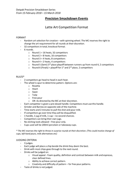 Precision Smackdown Events Latte Art Competition Format