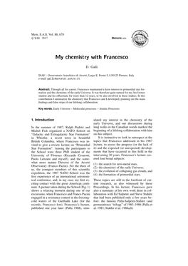 My Chemistry with Francesco