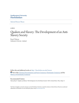 The Development of an Anti-Slavery Society