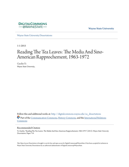 The Media and Sino-American Rapprochement, 1963-1972