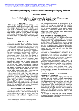 Compatibility of Display Products with Stereoscopic Display Methods