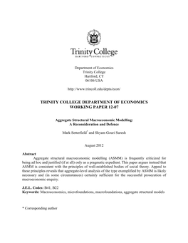 Trinity College Department of Economics Working Paper 12-07