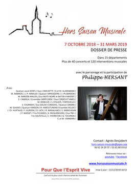 31 MARS 2019 DOSSIER DE PRESSE Philippe HERSANT