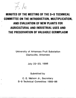 Minutes of the Meeting of the S-9 Technical Committee On