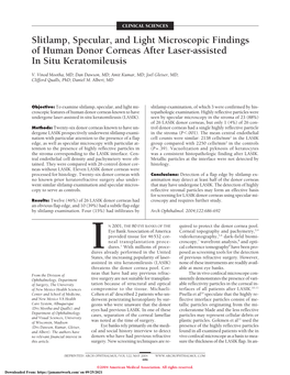 Slitlamp, Specular, and Light Microscopic Findings of Human Donor Corneas After Laser-Assisted in Situ Keratomileusis