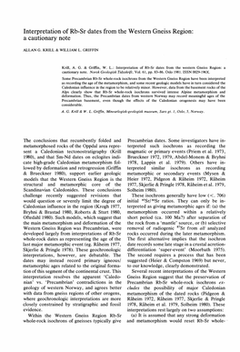 Interpretation of Rb-Sr Dates from the Western Gneiss Region: a Cautionary Note