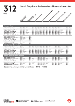 312 South Croydon - Addiscombe - Norwood Junction Daily
