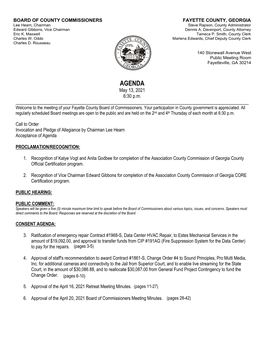 05/13/2021 Agenda