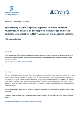 Synthesising a Context-Specific Approach to Native American
