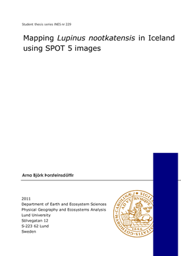 Mapping Lupinus Nootkatensis in Iceland Using SPOT 5 Images