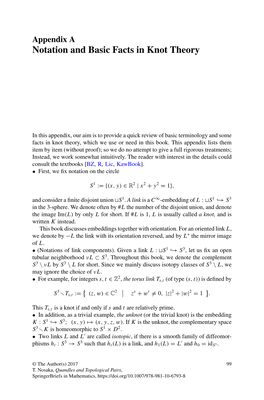 Notation and Basic Facts in Knot Theory