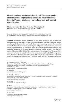 Genetic and Morphological Diversity of Trisetacus Species