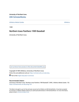 Northern Iowa Panthers 1989 Baseball