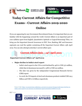 Current Affairs 2019-2020 Online