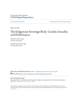 The Indigenous Sovereign Body: Gender, Sexuality and Performance