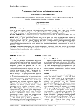 Ocular Caruncular Lesions: a Clinicopathological Study