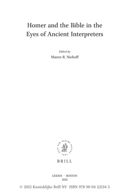 Homer and the Bible in the Eyes of Ancient Interpreters